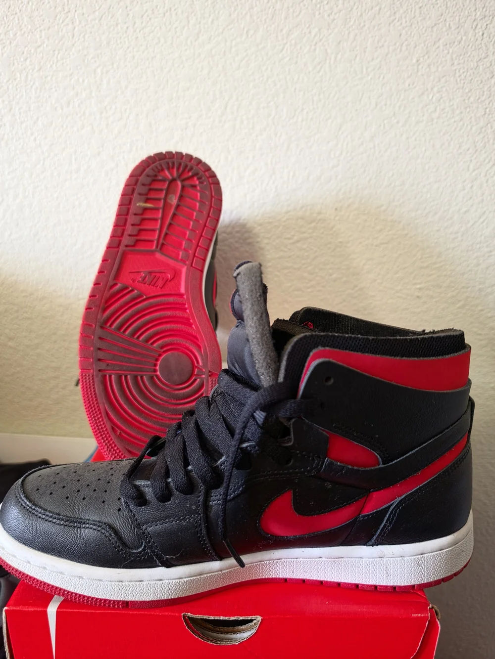 Jordan Black and Red High-Top Sneakers